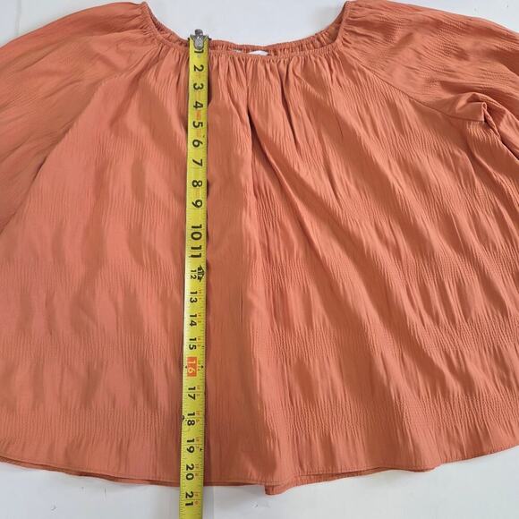 Elizabeth and James Off The Shoulder Boho Oversize Rust Orange Blouse Size M - Picture 2 of 9